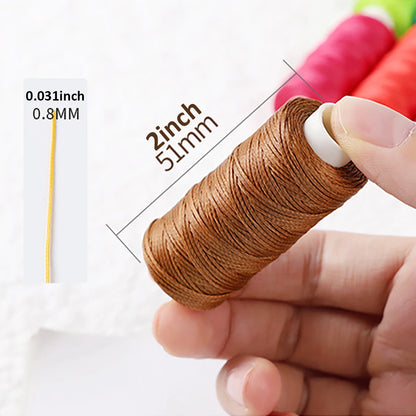6 rotoli/1 rotolo 150D fatto a mano 0. Filo da cucito in pelle da 8 mm – 13 iarde, 6 colori di filo cerato piatto intrecciato, finitura uniforme – non si rompe – filo in pelle a 16 fili – adatto per cucire borse, arti