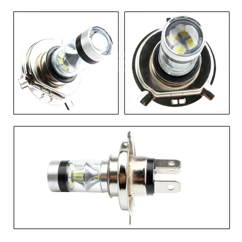 2 pezzi H4 H7 100W LED luci per auto lampadina super luminosa a bassa temperatura faro per auto di marcia diurna guida fendinebbia accessori auto