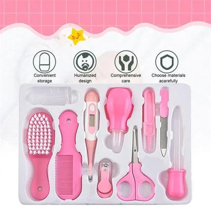 10 Pz/set Kit Assistenza Sanitaria Per Bambini Unghie Capelli Assistenza Sanitaria Termometro Spazzola Per Toelettatura Clipper Massaggiagengive Spazzolino Da Denti Elementi Essenziali Per Bambini
