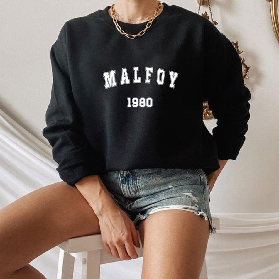 2025 Felpa Draco Malfoy Film Magico HP Wizard World Pullover Vintage Wizard School Retro Malfoy 1980 Felpe girocollo