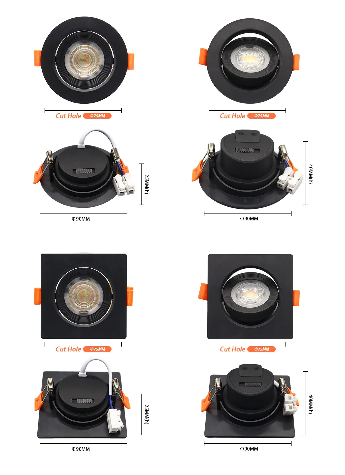 Faretto Orientabile 7W con Regolazione Colore 3000K 4000K 6000K, Illuminazione CCT 7W, Sostituzione Downlight per Illuminazione Direzionale Domestica (1-10 Pezzi)