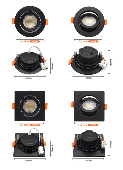 Faretto Orientabile 7W con Regolazione Colore 3000K 4000K 6000K, Illuminazione CCT 7W, Sostituzione Downlight per Illuminazione Direzionale Domestica (1-10 Pezzi)