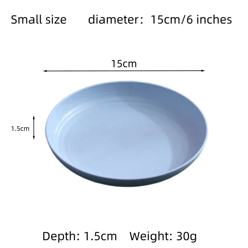 Set di 5 piatti colorati in paglia di grano, piatto per verdure, piatto per frutta, piatto da insalata in stile nordico, stoviglie, piatto in plastica per uso domestico