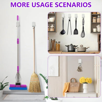 Supporto da parete autoadesivo multiuso per scopa e mocio, gancio portaoggetti, appendimocio, portaoggetti per cucina e bagno
