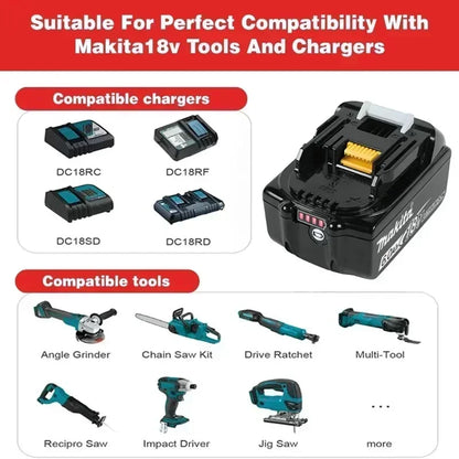 Batteria originale Makita 18V, 5Ah/6Ah, agli ioni di litio, per Makita BL1830, BL1815, BL1860, BL1840. Batteria di ricambio per utensili elettrici Makita.