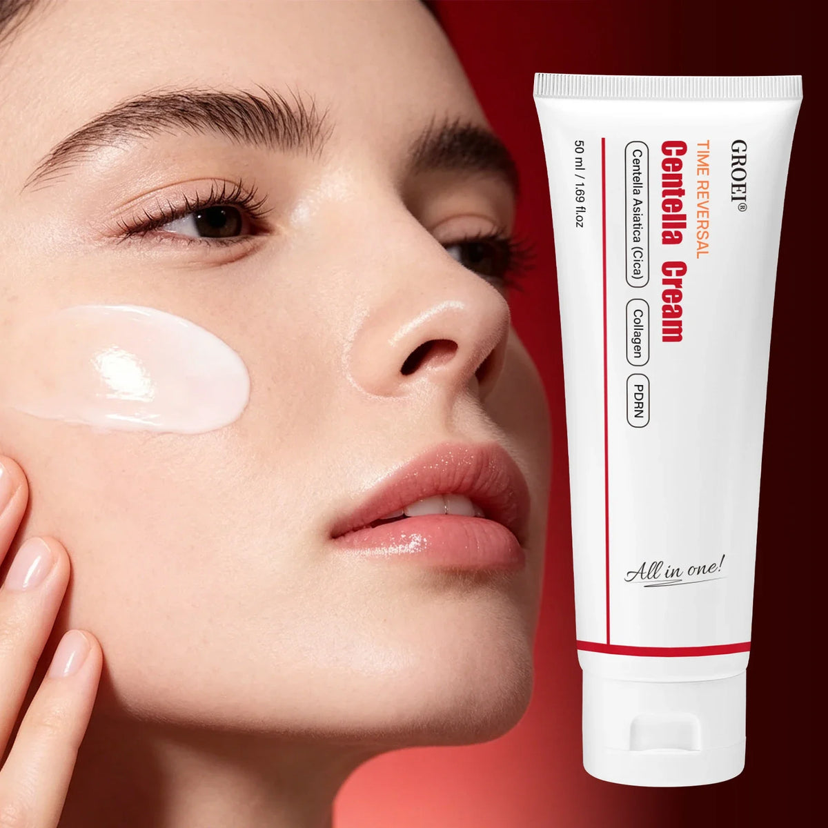 Crema Viso al Collagene e Centella, Idratante con Acido Ialuronico, Leggera, per una Pelle Liscia, Morbida ed Elastica, Nutriente e Illuminante