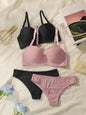 2 set Set di biancheria intima con ferretto solido Reggiseno push up da donna con anello in acciaio Moda donna intimo Mutandine Set di reggiseni per tutti i giorni J2611