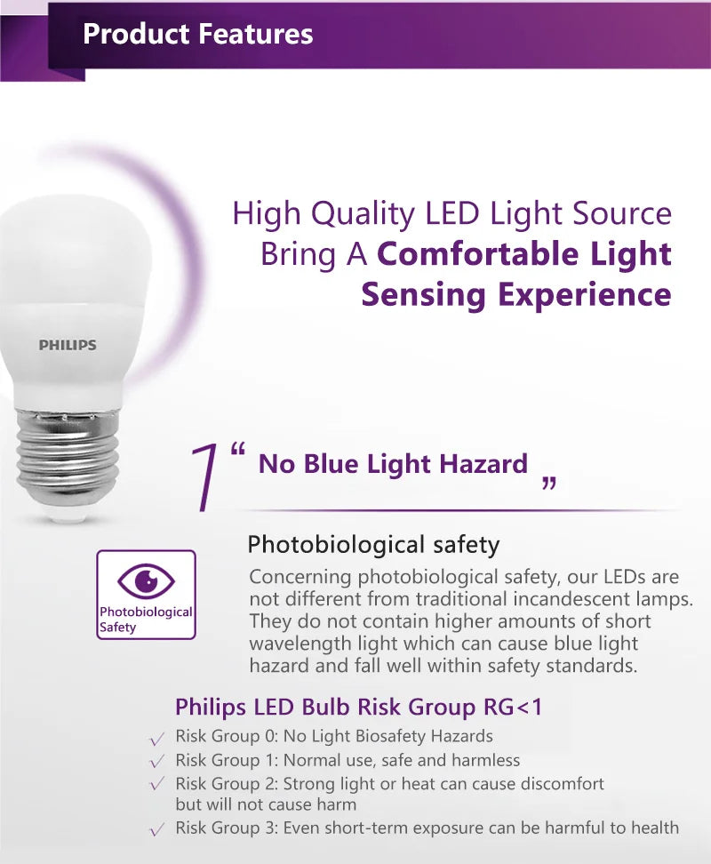 Philips LED E14 Edison Vite P45 Lampadina da golf 3,5W (= 32W incandescenza) MyCare 3000K 6500K Bianco 220V-240V Piccola lampada da interno a LED