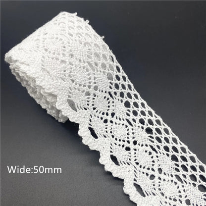 10mm-50mm 2 metri di nastro di pizzo di cotone 100% bianco per abbigliamento tessuto da cucito rifiniture in cotone all'uncinetto nastro di pizzo accessori fatti a mano
