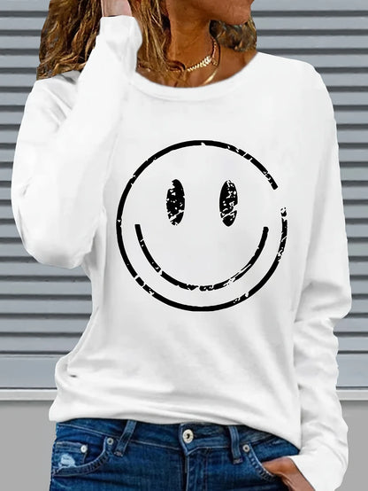 Abbigliamento primaverile e autunnale da donna in cotone 100 T-shirt stampata con cuore colorato Manica lunga Girocollo Top casual