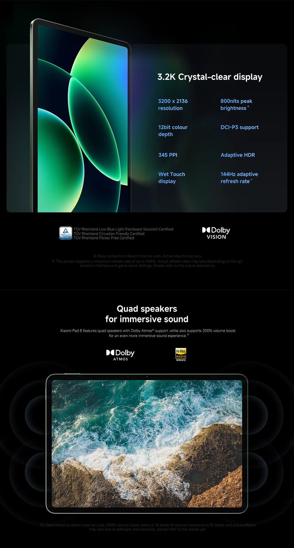 Xiaomi Pad 8 Versione Globale, Tablet con Display LCD da 11.2 Pollici 3.2K 144Hz, Snapdragon ®   Mi Pad con Fotocamera da 3MP di 8a Generazione e Batteria da 9200mAh