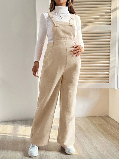 Tuta in Velluto a Coste per Donne in Gravidanza, con Bretelle Regolabili e Gamba Larga, Abbigliamento Casual Primaverile e Autunnale per la Gravidanza
