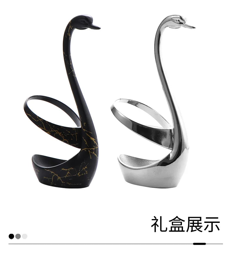 Set di forchette eleganti con base a forma di cigno, cucchiaio da caffè, dessert e insalata in acciaio inossidabile, posate per torte, stoviglie a zero sprechi, dropship