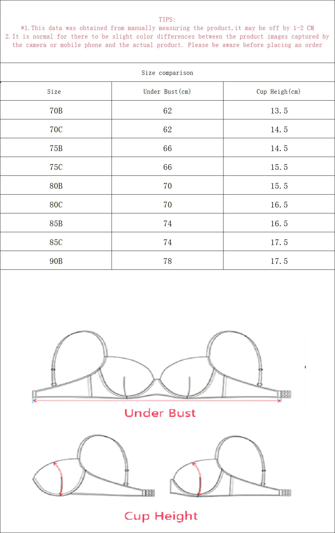 Reggiseno Pure Desire per donna – Reggiseno push-up con coppe 3/4 e ferretto, lingerie sexy in pizzo, reggiseno da festa     Coppa B-C L2957