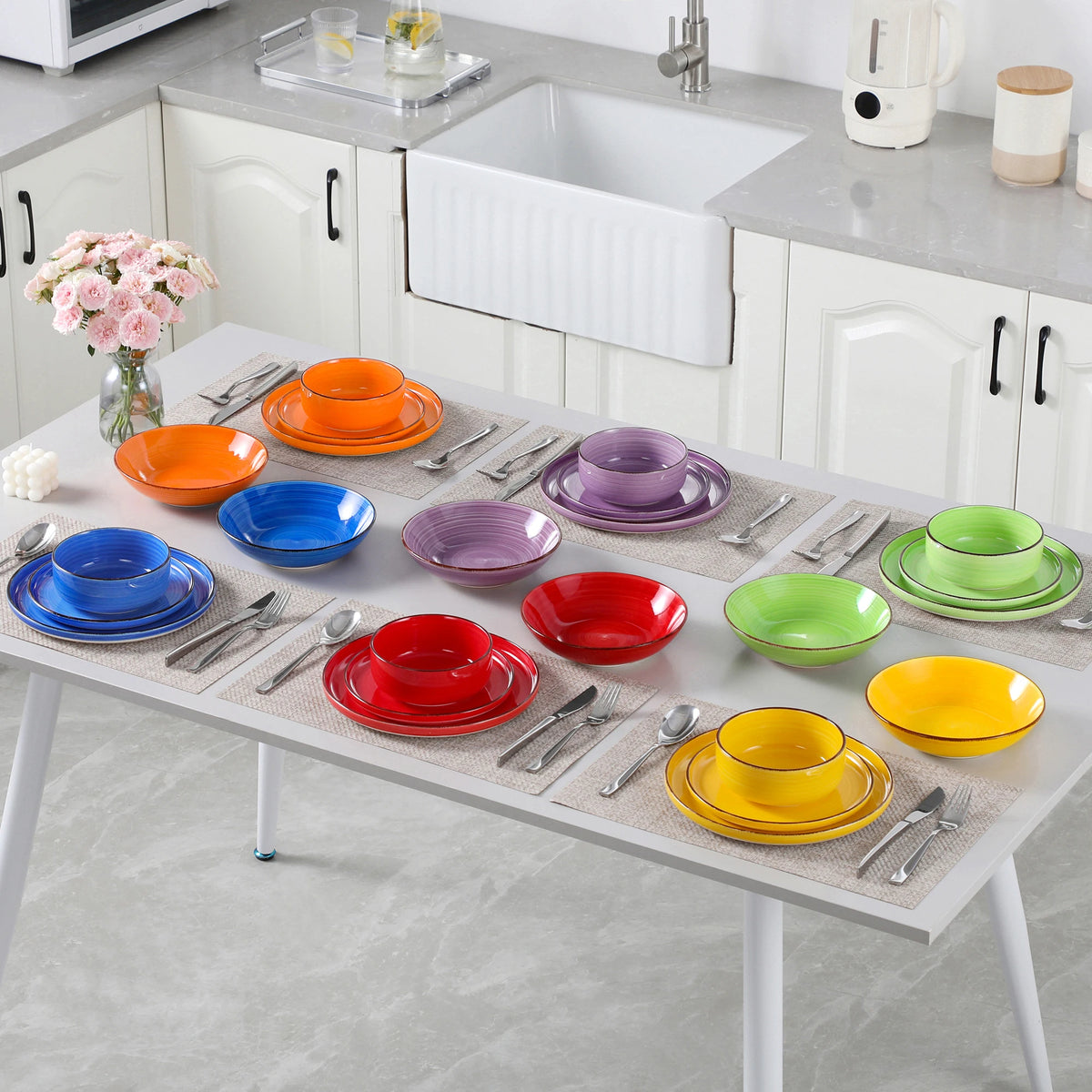 Vancasso 12/18/24 pezzi set di piatti in ceramica modello di spirali dipinti a mano di colore misto 4/6 pezzi piatti piani/dessert/cucina/piatti da zuppa