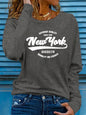 T-shirt da donna in 100% puro cotone, ideale per la primavera e l'autunno, dal taglio ampio e confortevole, con stampa a lettere "NEW YORK", maniche lunghe e scollo rotondo.