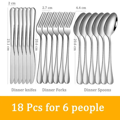 Set di posate da 24 pezzi in acciaio inossidabile, set di stoviglie, cucchiaio e forchetta, coltello, forchetta, cucchiaio da dessert, cucchiaio da tè