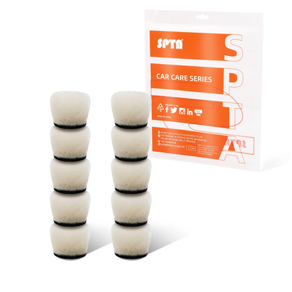Set di tamponi in lana mini a taglio pesante con pelo lungo bianco SPTA 17mm 27mm 33mm 50mm per lucidatrice auto e detailing