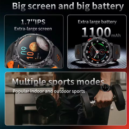 Nuovo Smartwatch T-Rex3 Pro 2026 con Batteria da 1100mAh, GPS, Impermeabile 5ATM, Tracker Sportivo, Bussola per Attività all'Aperto, Orologio Intelligente Militare