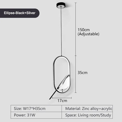 Lampadari a sospensione a LED per uccelli gazza girevoli per interni per lampade a sospensione a soffitto a linea regolabile da comodino per cucina e pranzo