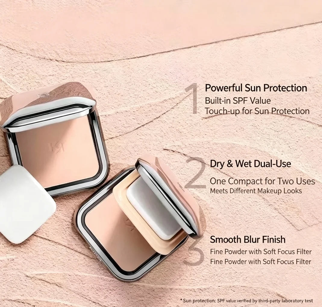 KIKO Cipria compatta per il viso, effetto matte, protezione solare, fissante, controllo del sebo, lunga durata, con specchio e applicatore a forma di piumino, adatta a tutti i tipi di pelle.