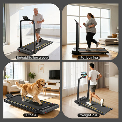 Tapis roulant con inclinazione del 9%, silenzioso, 2.5HP, 1-10km/h, APP e LED, tapis roulant con maniglia, tapis roulant per casa, 150kg