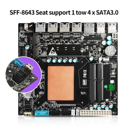 Scheda madre ITX NAS con Intel Core i7 1165G7 di 11a generazione, 4 porte 2.5G I226, 6 SATA e 2 M.2 NVMe, PCIe X4 per server/firewall
