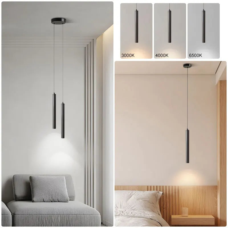Lampade a sospensione a LED nere con cavo Decor per camera da letto TV Sfondo Lampade a sospensione sospese regolabili per sala da pranzo