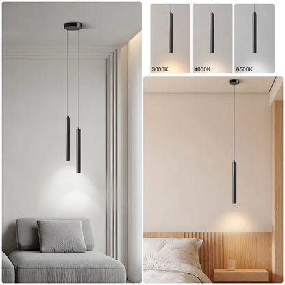 Lampade a sospensione a LED nere con cavo Decor per camera da letto TV Sfondo Lampade a sospensione sospese regolabili per sala da pranzo