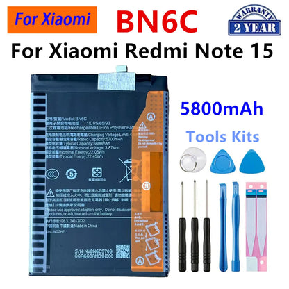 Batteria BN4A BN5W BN5Y BN6C BN71 BM68 BM5R BM5T BN5V BP59 per Xiaomi Redmi Note 7 14 15 Pro Xiaomi 13T Redmi 12 Poco X6 X7 5G