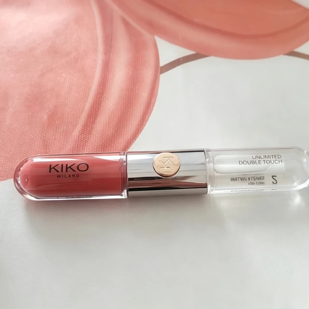 Rossetto KIKO Milano Double Touch 16 ore, non si trasferisce, a prova di sbavature, impermeabile, a prova di baci, lunga durata, fissaggio del colore, trucco liquido nude