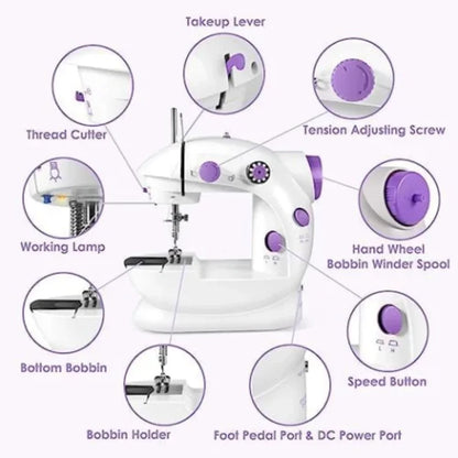 Macchina da cucire elettrica portatile con 12 punti incorporati, mini strumento da cucito domestico per principianti, macchina da cucire da tavolo per riparazioni e progetti fai-da-te domestici