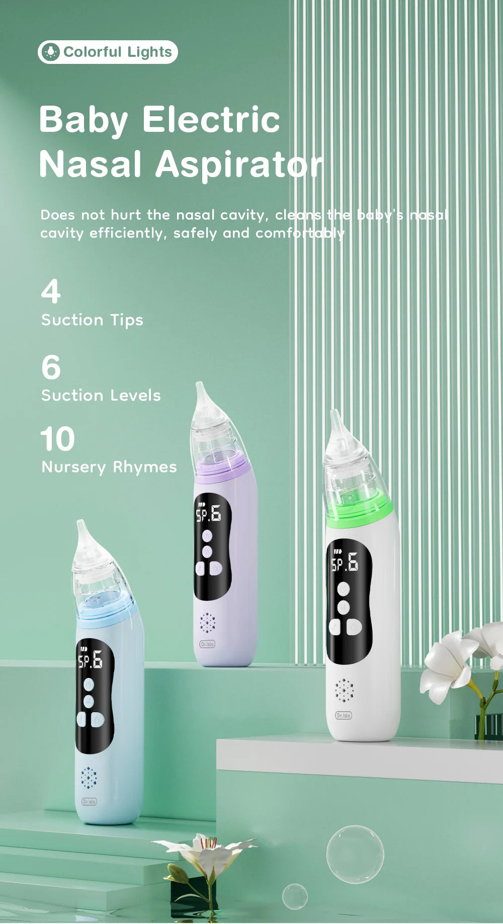 MAMIJOY Elettrico Assorbitore Nasale Silenzioso Bambino Ostacolo Rinite Cleaner Aspiratore Nasale Muco Nasale Strumento di Pulizia Per Il Neonato
