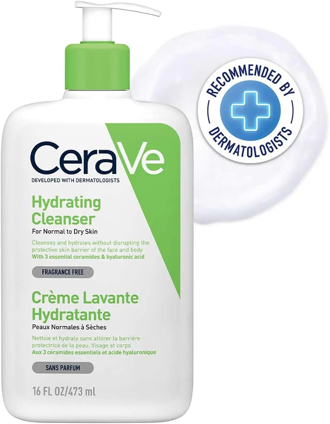 CeraVe Latte Detergente Quotidiano 473ml, Detergente Idratante Confortevole per Pelli Normali e Secche