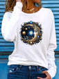 T-shirt da donna in 100% puro cotone, ideale per la primavera e l’autunno, comoda, casual, a maniche lunghe, con stampa grafica a tema parigino e scollo rotondo.