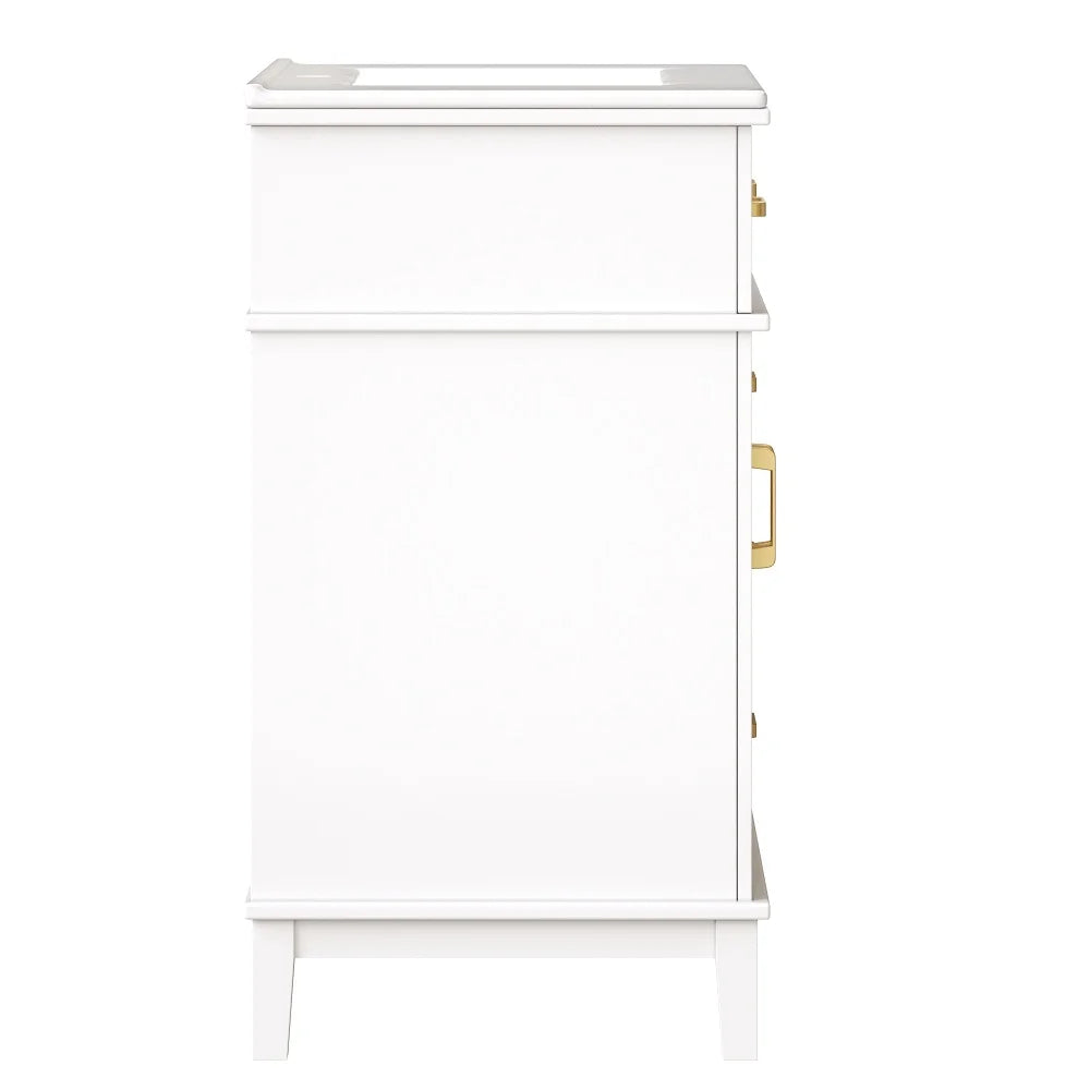 Mobile bagno moderno 76x86x46,5 cm con lavabo in ceramica integrato, mobiletto a cassetti autoportante con ampio spazio contenitivo, dotato di chiusura ammortizzata silenziosa e protezione dal troppo pieno del lavabo, elegant