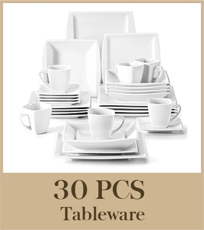 MALACASA 30/60 pz marmo grigio porcellana stoviglie Set di stoviglie con 6 pezzi Dessert/zuppa/piatto cena/tazza/piattino, servizio per 12