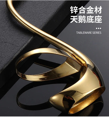 Set di forchette eleganti con base a forma di cigno, cucchiaio da caffè, dessert e insalata in acciaio inossidabile, posate per torte, stoviglie a zero sprechi, dropship
