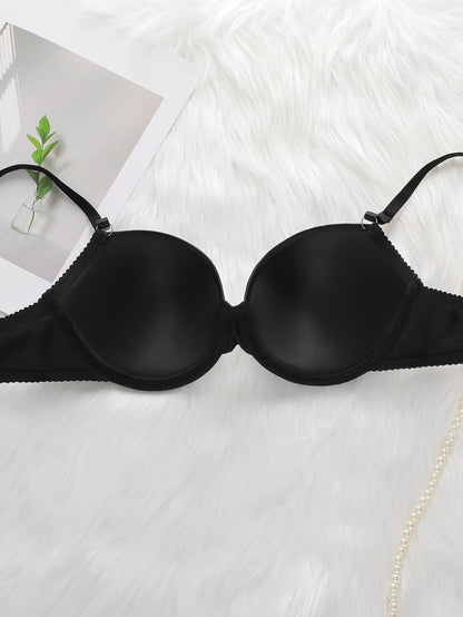 La biancheria intima reggiseno in tinta unita con raccolta sexy più venduta con circonferenza in vita regolabile Set intimo donna in due pezzi 2374