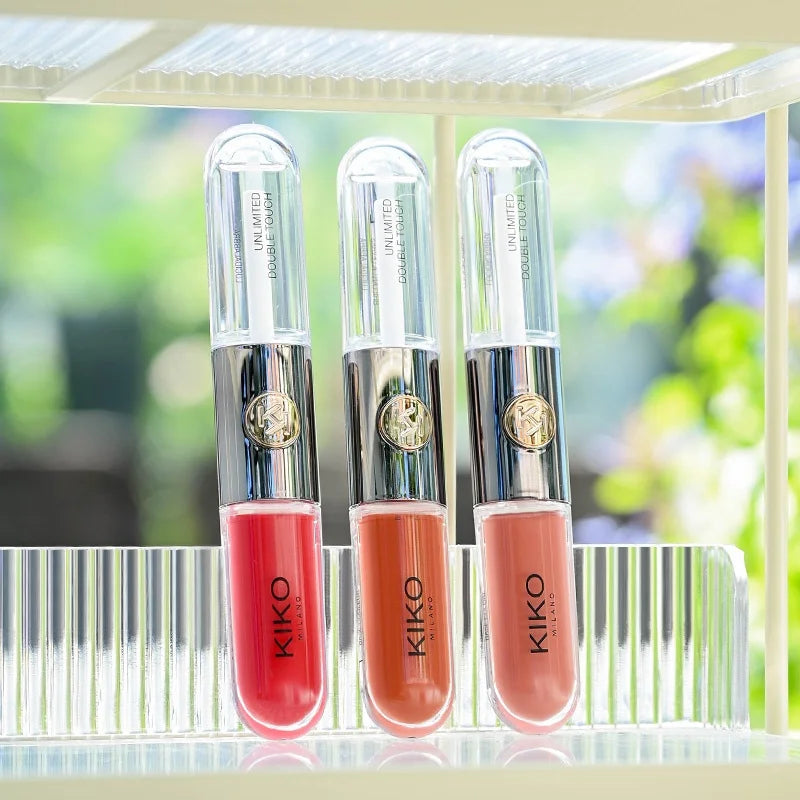 Nuovo Rossetto a Doppia Punta Kiko Milano Edizione Limitata, Lucidalabbra Trasparente Effetto Specchio, Lucidalabbra a Lunga Tenuta, Lucidalabbra Sexy e Intenso, Trucco per Labbra