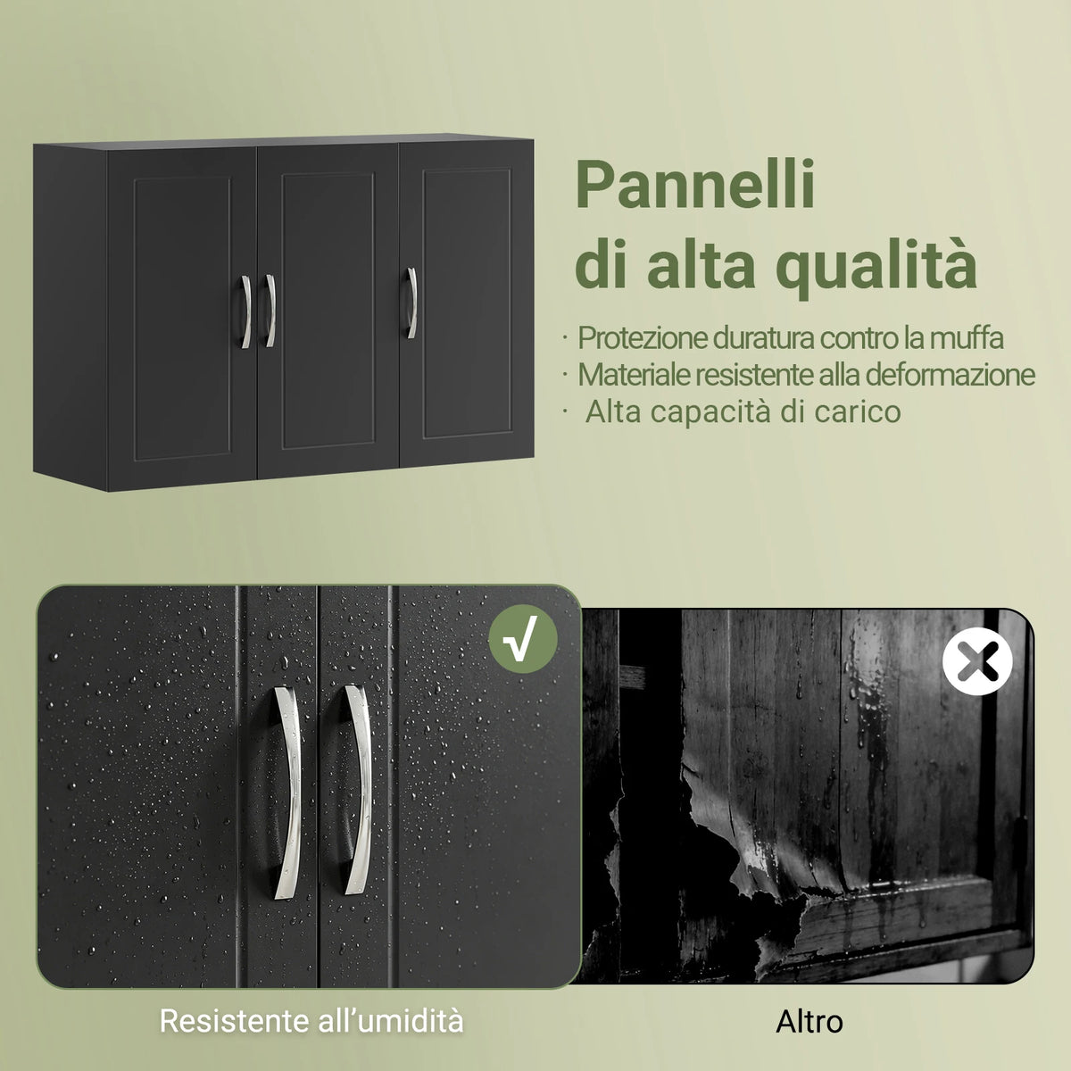 SoBuy FRG231-L-SCH Armadio appeso – Armadio bagno sospeso con ripiani regolabili – Armadio a parete stretto per bagno, cucina e disimpegno – Armadio medicinali e farmacia, 90x30x60 cm