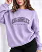 Felpa da donna con scollo rotondo, stampa con scritta LOS ANGELES, maniche lunghe, modello casual, ideale per un look streetwear, perfetta per l'autunno e l'inverno, felpa ampia.
