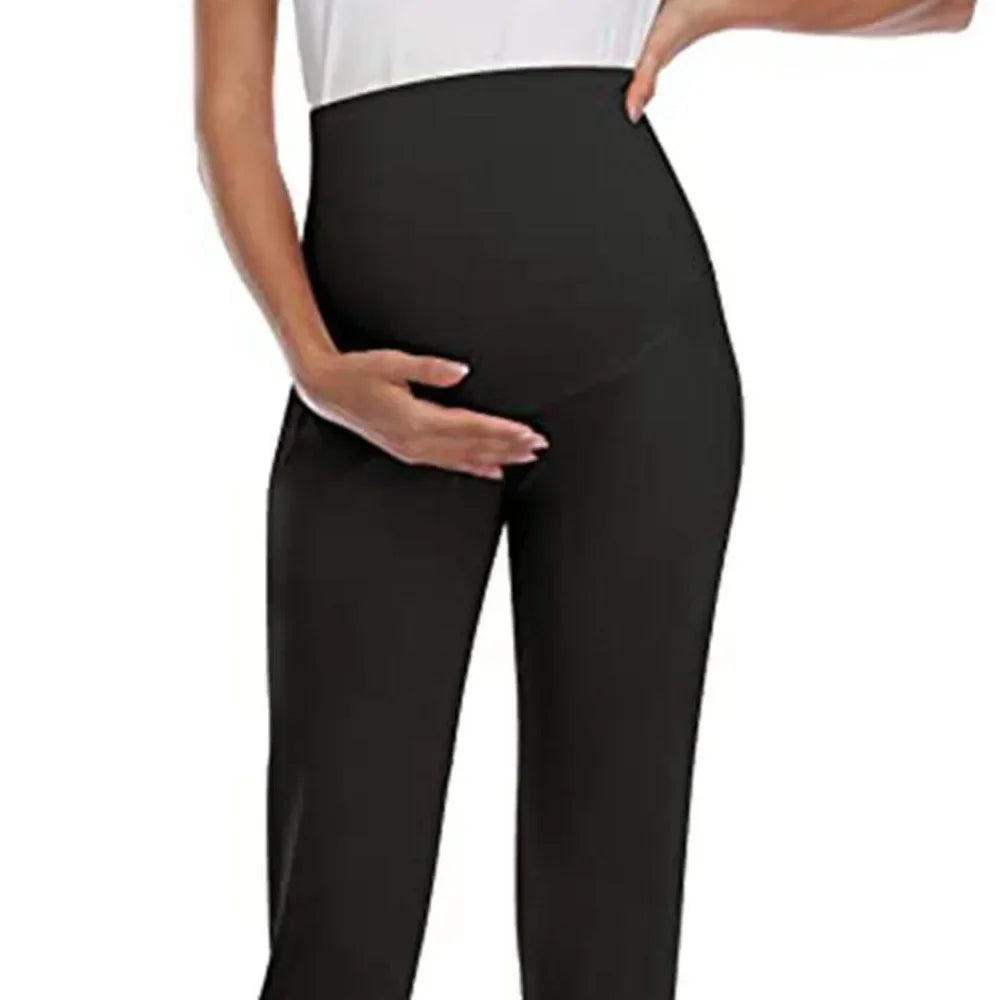 Pantaloni casual da donna premaman primaverili Premama Pantaloni da salotto elasticizzati a vita alta solidi per donne incinte Pantaloni da jogging con tasche