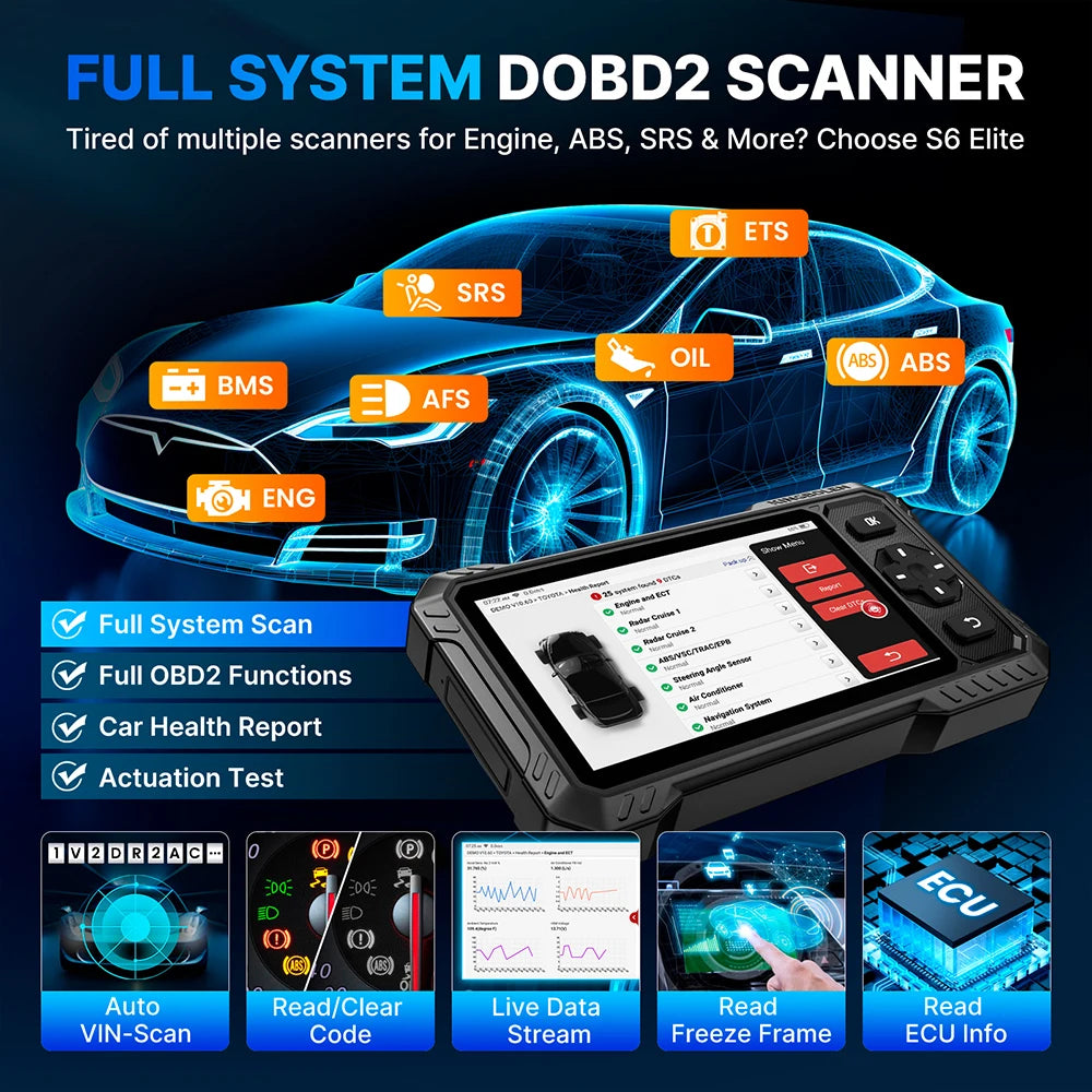 KINGBOLEN S6 ELITE 2026 Scanner OBD2, Strumento Diagnostico Completo per Tutti i Sistemi, CANFD Bidirezionale, 15 Funzioni di Reset, Aggiornamenti Online Gratuiti