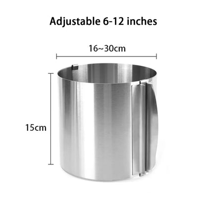 Stampo per torta rotondo in acciaio inossidabile regolabile da 6 a 12 pollici di altezza 6-15 cm con anello da forno per stampo in scala precisa per la cottura di mousse