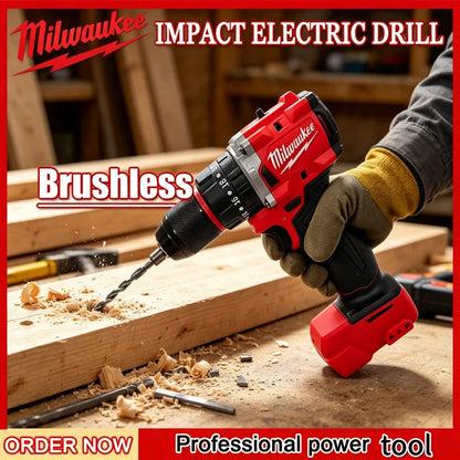 Trapano a percussione compatto Milwaukee M18 con motore brushless, leggero e ad alta potenza, ideale per la foratura quotidiana di metallo e legno