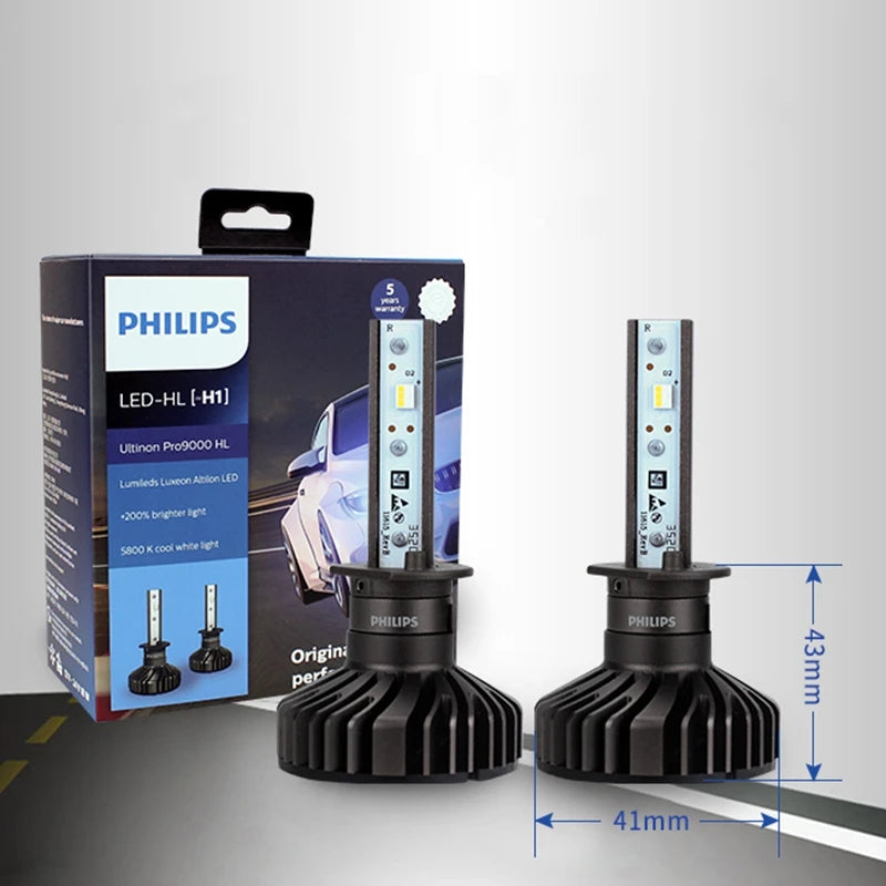 Philips Ultinon Pro9000 H1 H4 H7 LED H11 HB3 HB4 HIR2 faro Auto 9005 9006 9012 5800K bianco 250% lampade Auto a LED luminose