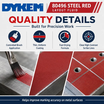 DYKEM 80496 Rosso Acciaio Fluido per Marcatura Metallo, Inchiostro a Rapida Asciugatura per Utensili CNC 8oz 236ml