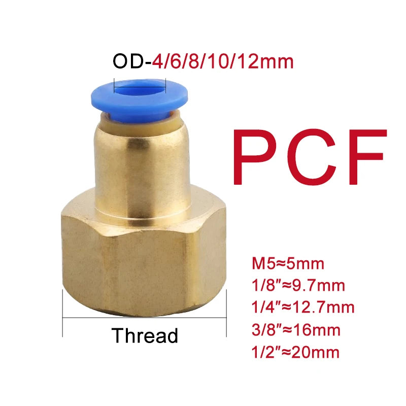 Connettori Pneumatici PC/PCF/SL/PB/PL 4mm 6mm 8mm 10mm 12mm Filettatura M5 3/4' 1 2 Vie Raccordi per Tubi Connettori Rapidi