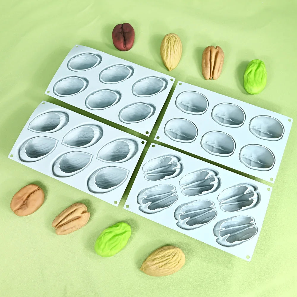 Stampo in Silicone Grande per Mousse di Mandorle/Pistacchi/Pecan/Chicchi di Caffè, Stampo Fai-da-Te per Cioccolato e Gelato, Utensili per Decorazione Torte